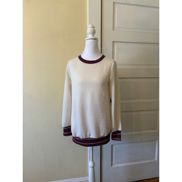 Agnes & Dora Sweaters - Women’s sweater cream retro stripe crewneck ribbed vintage classic old school